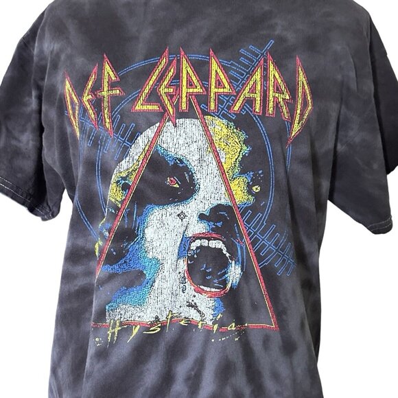 Def Leppard Men's Medium T-Shirt.  Hysteria Black Gray Rock and Roll Tie Dye Tee - Picture 2 of 5